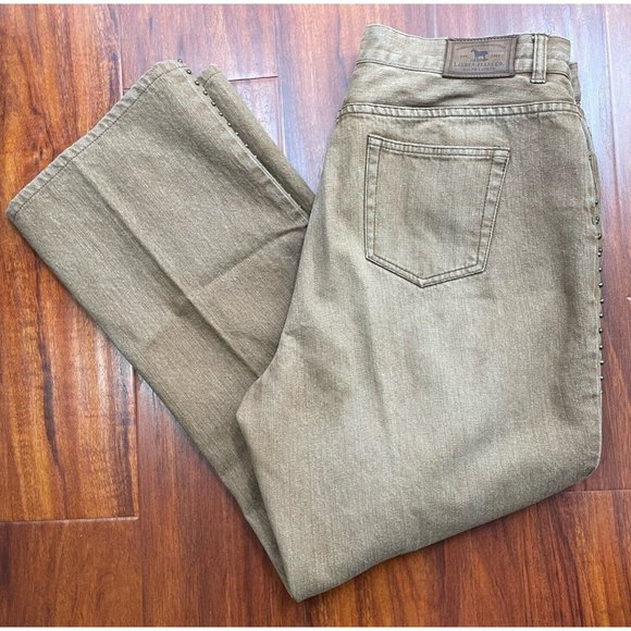 Lauren‎ Jeans Co Ralph Lauren Bootcut Jeans Studs on Side Women's Size 16 Khaki - Picture 3 of 8